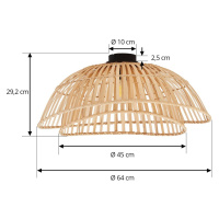 Stropné svietidlo Lindby Ilajus, Ø 62 cm, prírodný bambus