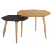 Estila Moderný set okrúhlych príručných stolík Nordica Clara zo svetlo hnedého dreva s masívnymi
