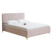 KONDELA Kaisa čalúnená manželská posteľ s roštom ružová / zlatá matná