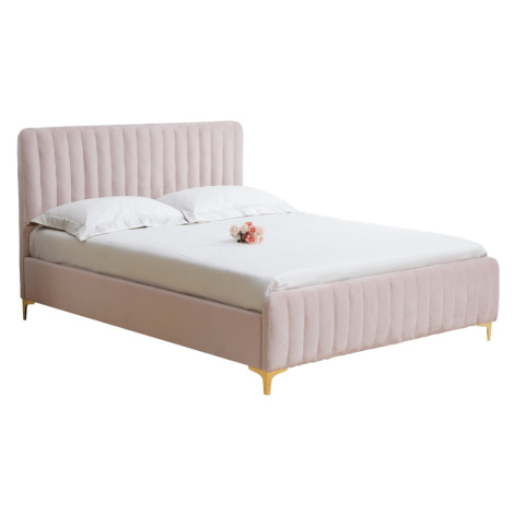 KONDELA Kaisa čalúnená manželská posteľ s roštom ružová / zlatá matná Tempo Kondela