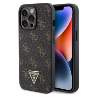 Guess PU Leather 4G Triangle Metal Logo Zadný Kryt pre iPhone 13 Pro Black