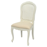 Estila Provensálska masívna biela jedálenská stolička Preciosa s látkovou sedacou časťou a opera