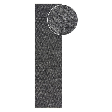 Tmavosivý ručne tkaný behúň s prímesou vlny 60x230 cm Minerals – Flair Rugs