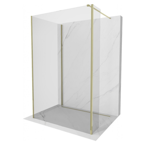 MEXEN/S - Kioto Sprchová zástena WALK-IN 120 x 75 x 40, transparent, zlatá 800-120-075-221-50-00