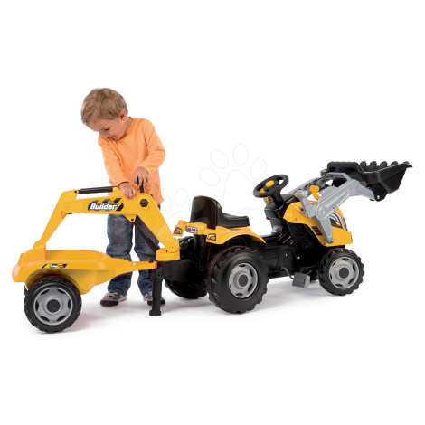Traktor s bagrom a nakladačom Builder Max Smoby s vlekom na šliapanie