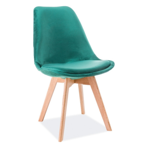 Zelená stolička s dubovými nohami DIOR VELVET