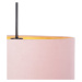 Závesné svietidlo s velúrovým odtieňom ružové so zlatom 40 cm - Combi