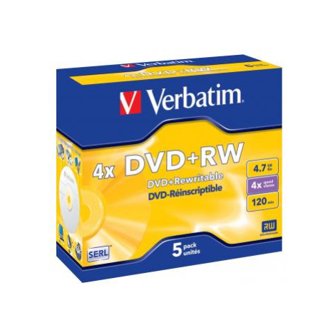 Verbatim DVD+RW, Matt Silver, 43229, 4.7GB, 4x, jewel box, 5-pack, bez možnosti potisku, 12cm, p