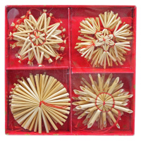 Vianočné slamené hviezdy na zavesenie, pr. 6 cm, 16 ks, rôzne druhy