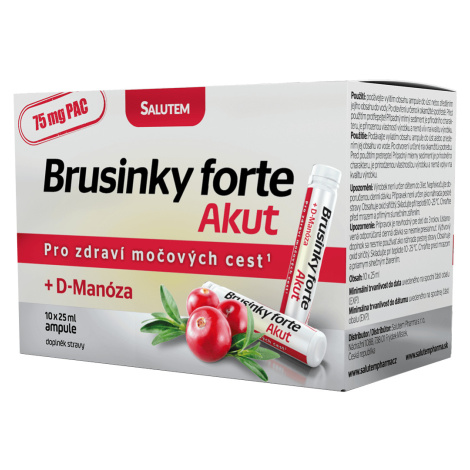 SALUTEM Brusnice forte Akut 1500 mg + D-Manóza 2000 mg 10 ampúl