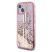 Guess PC/TPU Liquid Glitter Gold Stripe Zadný Kryt pre iPhone 15 Pink