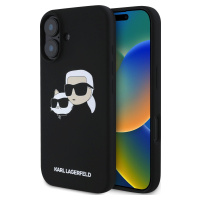 Karl Lagerfeld Liquid Double Heads Silikónový kryt s MagSafe pre iPhone 16 Plus, Čierny