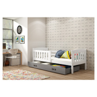Expedo Detská posteľ FLORENT P1 + ÚP + matrac + rošt ZADARMO, 80x160 cm, biela, grafitová