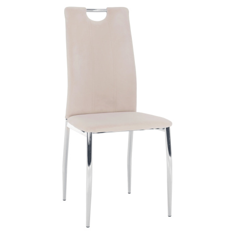 Jedálenská stolička, béžová Dulux Velvet látka/chróm, OLIVA NEW Tempo Kondela