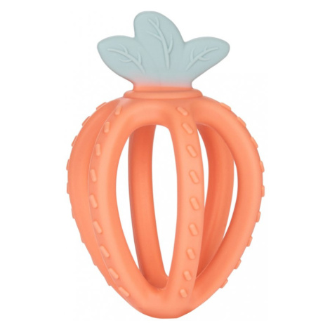 CANPOL BABIES Hryzačka silikónová senzorická 3D - jahoda oranžová