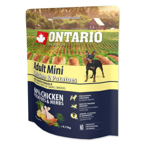 Krmivo Ontario Adult Mini Chicken & Potatoes 0,75kg