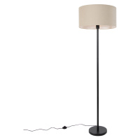 Stojacia lampa čierna s tienidlom svetlohnedá 50 cm - Simplo