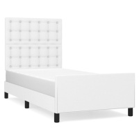 vidaXL Posteľný rám s čelom biely 100x200 cm umelá koža