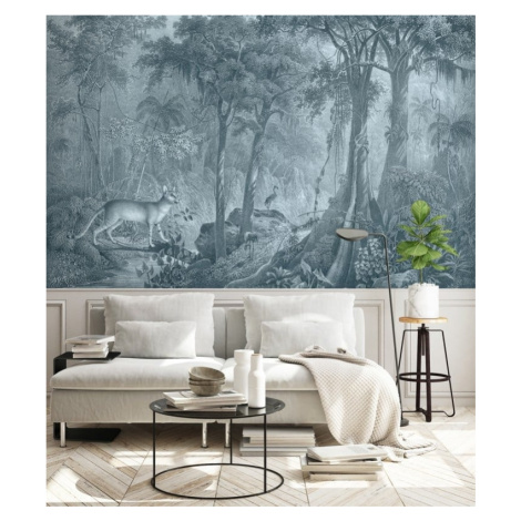 WALLCOLORS Jungle Cat Blue Wallpaper - tapeta POVRCH: Prowall Sand