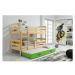 Detská poschodová posteľ s výsuvnou posteľou ERYK 160x80 cm Zelená Borovica