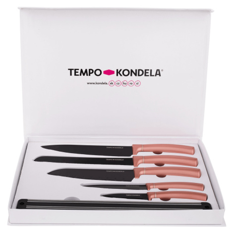 TEMPO-KONDELA-LONAN, sada nožov s magnetickým držiakom, 6 ks, rose gold Tempo Kondela
