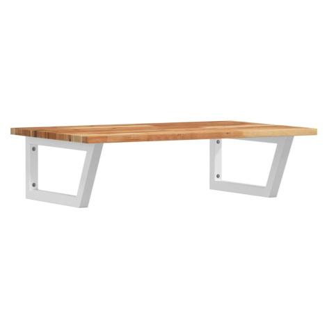 vidaXL Polica pod umývadlo nástenná oceľ a akáciový masív