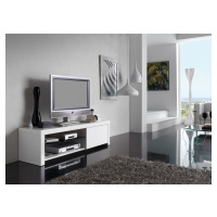 Estila Moderný TV stolík Henning v obdĺžnikovom tvare s dvierkami a poličkami lakovaný biely 150