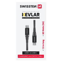 SWISSTEN KEVLAR USB-C/USB-C 3A 60W 1,5m antracit