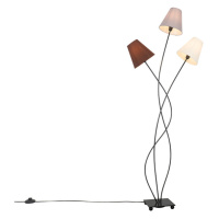 Dizajnová stojaca lampa čierna s látkovými odtieňmi 3-svetlá - Melis