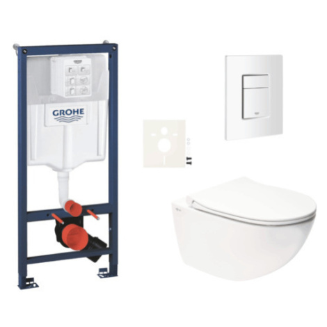 Závesný wc set do ľahkých stien / predstenová montáž Swiss Aqua Technologies Infinitio SIKOGRSIN GROHE