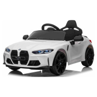 Elektrické autíčko BMW M4, biele, 2,4 GHz dialkové ovládanie, 12V batéria, 2x MOTOR