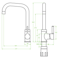 Laveo Lena, vysoká drezová batéria h-302, chrómová, LAV-BKU_065D