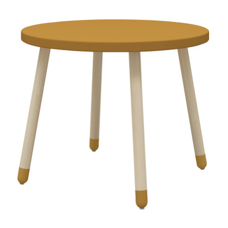 Drevený okrúhly stôl pre deti horčicový Flexa Dots