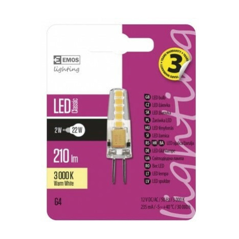 LED žiarovka Classic JC 2W 12V G4 3000K (EMOS)