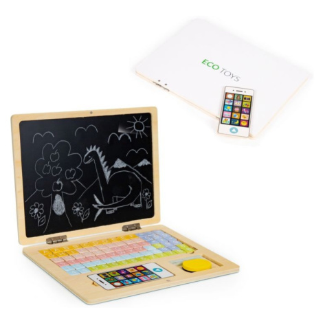 Detský edukačný laptop Topka hnedý ECOTOYS