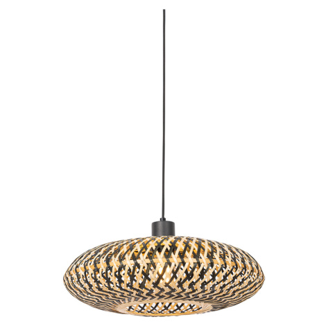 Orientálna závesná lampa čierna bambus 40 cm - Ostrava QAZQA