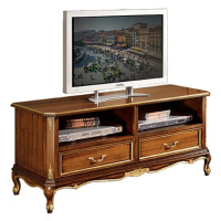 Estila Luxusný klasický TV stolík z masívu s vyrezávanou barokovou výzdobou na nožičkách s úložn