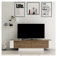 TV stolek MATERA 150 cm + police ořech/bílý