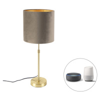 Inteligentná stolná lampa zlatá s velúrovým tienidlom taupe 25 cm vrátane Wifi A60 - Parte