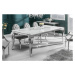 Estila Barokový chrómový luxusný jedálenský stôl Modern Barock s mramorovou sklenenou doskou 200