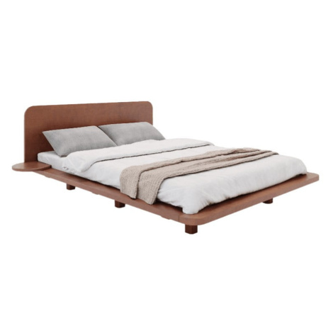 Hnedá dvojlôžková posteľ z bukového dreva 140x200 cm Japandic - Skandica