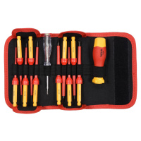 Izolovaný skrutkovač VDE s výmennými koncovkami, 12 ks - YT-28290