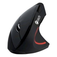 Myš C-TECH VEM-09, vertikální, bezdrôtová, 6 tlačidiel, čierna, USB nano receiver