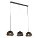 Orientálna závesná lampa čierna bambus 3-svetlá - Pua