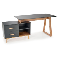 HALMAR Sergio XL rohový písací stôl so zásuvkami antracit / dub wotan