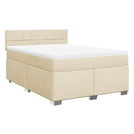 vidaXL Posteľný rám boxspring s matracom krémový 140x200 cm látka