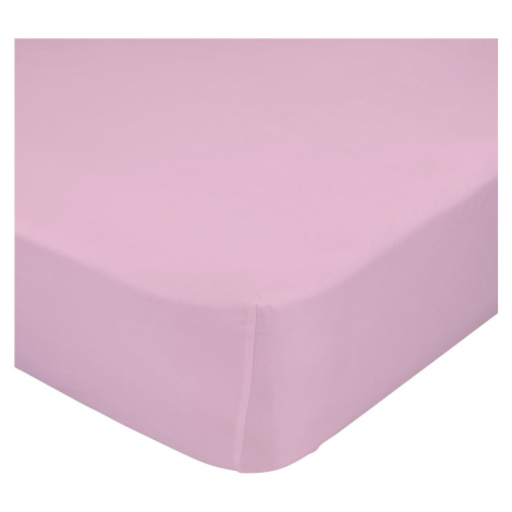 Ružová elastická plachta z čistej bavlny Happy Friday Basic, 90 x 200 cm