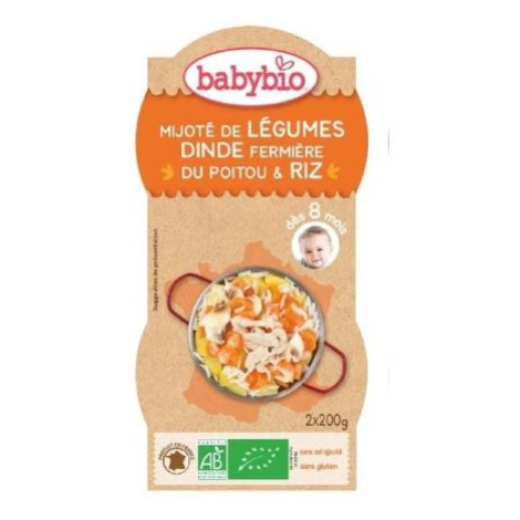 BABYBIO Menu zelenina s morčacím mäsom a ryžou (2x 200 g)