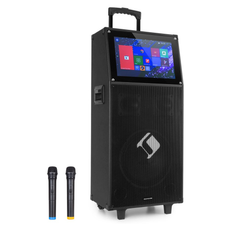 Auna KTV, karaoke systém, 15,4" dotykový displej, 2 UHF mikrofóny, WiFi, BT, USB, SD, HDMI, vozí