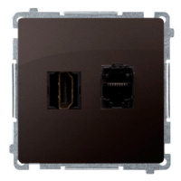 Zásuvka HDMI/RJ45 Cat.6 čokoládová mat.metal. SIMON Basic (simon)